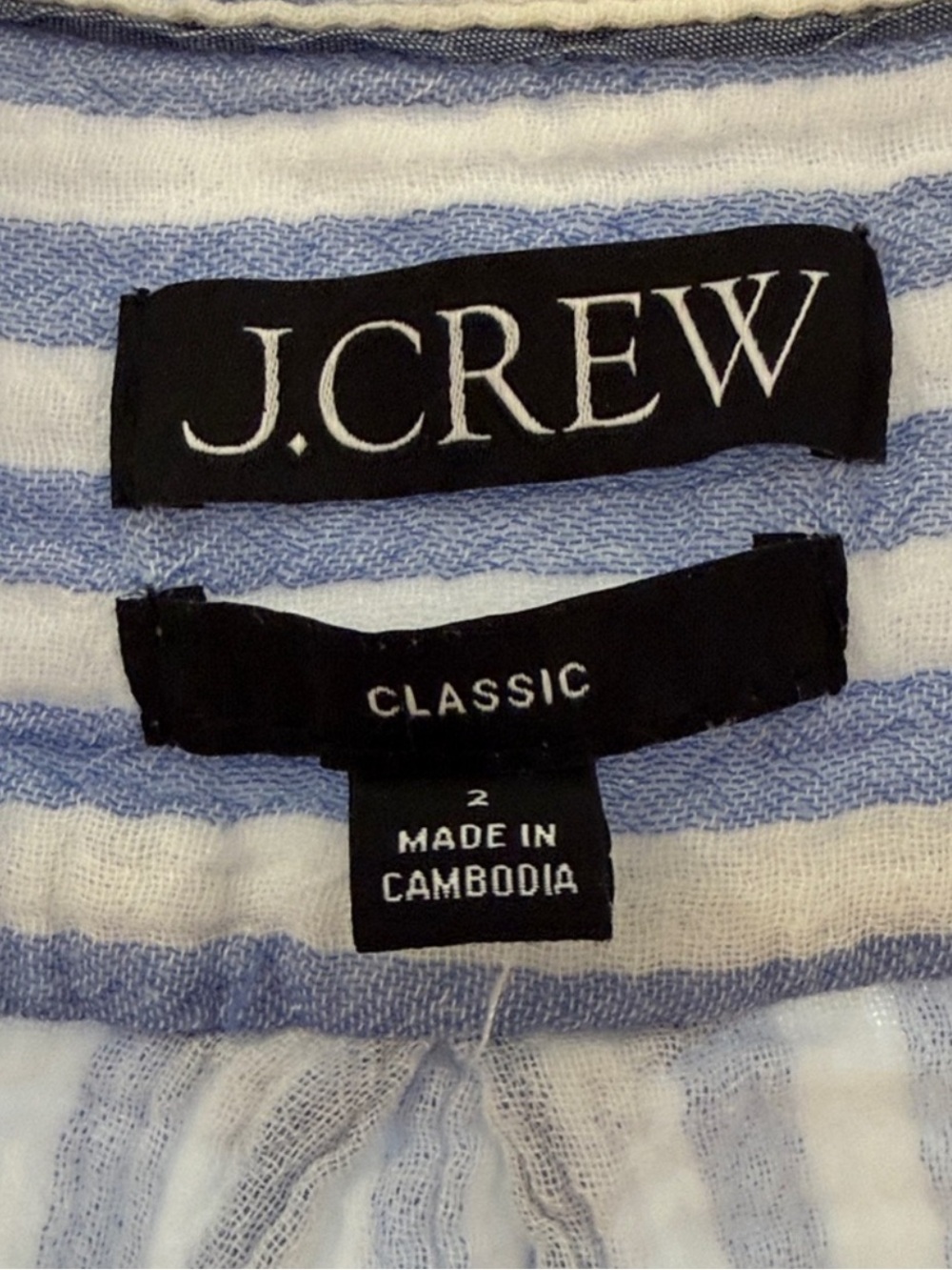 J. CREW seersucker striped button down shirt light blue white preppy - Picture 4 of 8